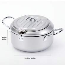 7.87in Home & Outdoor Use Tempura French Fries Fryer Pot With Temperature Display, Carbon Steel Fry Pot, Compatible With Induction Cooker - 7.87inch - View 7