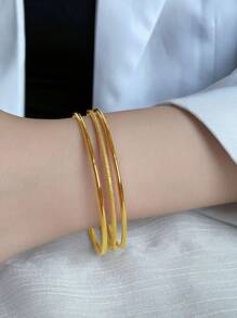 1 Set Stainless Steel Minimalist Elegant Multi-Layer Three Lives Three Worlds Matte Chic Bracelet, Unique Design, Delicate Craftsmanship, Suitable For Daily Wear, Great Gift For Valentine's Day