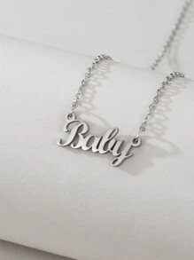 1 Peça Pingente Colar De Aço Inoxidável Dourado E Prateado Com Letra Em Inglês, Colar Fashion Simples E Versátil Para Homens E Mulheres(no Máximo 1 Nome Em Inglês)