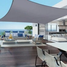 1PC Sun Shade Sail Triangle Rectangle Square Waterproof 98% UV Block Awning Shade Sails Canopy Sunscreen Cover Tents For Patios Garden Swimming Pool Outdoor Camping With Installation Diy Ropes, Light Grey