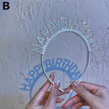 1 件情人节仿珍珠生日头带派对装扮和烘焙和水钻闪光帽子 - 彩色 - 查看 4