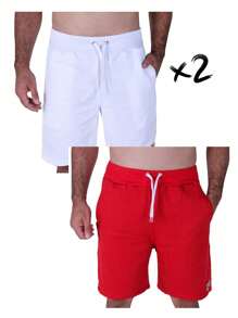 Men Shorts - Đỏ và trắng - Xem 1