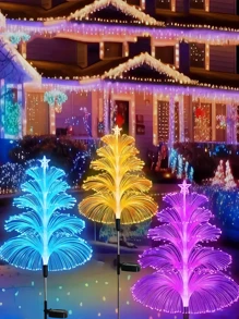 4/3/2/1入組太陽能聖誕樹戶外裝飾燈,太陽能聖誕樹花園防水燈,變色太陽花燈庭院路徑草坪露台室外裝飾燈 - 白色 - 查看 3