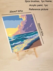 Tranh sơn dầu kỹ thuật số dành cho người lớn, sơn acrylic, tranh sơn dầu kỹ thuật số dễ vẽ dành cho người lớn, phù hợp cho người mới bắt đầu, tranh sơn dầu kỹ thuật số tự vẽ, có thể dùng làm quà tặng hoặc trang trí tường nhà, Kích thước: Rộng 20 inch x Dài 20 inch / Rộng 30 inch x Dài 30 inch - xanh lam - Xem 4