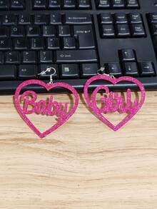 1 對甜美可愛亞克力心形女嬰耳環適合女士日常佩戴、節日和音樂節