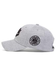 1件男款NEW YORK幾何字母刺繡棒球帽，戶外防曬休閒帽，可調節大小，適合春秋兩季旅行、海灘度假或街頭風格 - 灰色 - 查看 3
