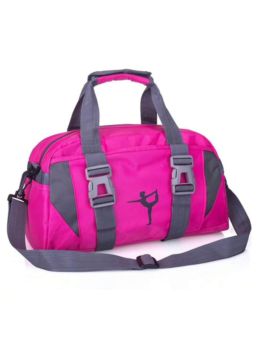 1個粉色瑜伽包,男女皆宜的健身旅行包,運動斜挎肩袋,手提行李袋 - 玫紅色 - 查看 1