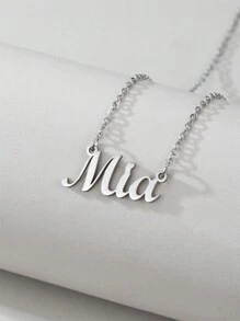 1 Peça Pingente Colar De Aço Inoxidável Dourado E Prateado Com Letra Em Inglês, Colar Fashion Simples E Versátil Para Homens E Mulheres(no Máximo 1 Nome Em Inglês)