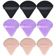 Conjunto De 9 Esponjas De Maquillaje Con Forma De Triángulo, Suave Y Adecuado Para Usar Con Productos Húmedos Y Secos, Que Incluye Esponjas Para Corrector, Polvo, Base Y Rubor, Disponible En 3 Colores - Multicolor - Ver 1