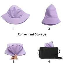 双面浅紫色空白渔夫帽夏季旅游沙滩太阳帽女士男士防紫外线渔夫帽