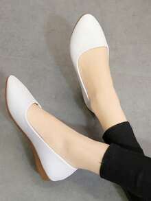 女性軟底工作鞋,適合長時間站立的舒適平底鞋,空姐鞋 - 白色 - 查看 2