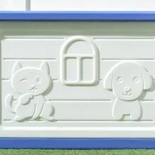 PawHut Niche pour chien extérieure abri pour chiots en plastique maison pour chiens avec bouches d'aération résistante à l'eau dim. 60L x 42l x 40H cm bleu et blanc - Bleu azur - Voir 9