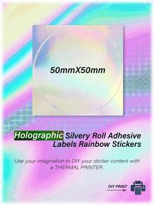 MARKLIFE 彩虹全息圓形熱敏標籤生成器紙 1.97x1.97英寸（50 * 50毫米）彩虹激光貼紙，圓形1卷，每卷180個標籤，適用於 P50，D100 無墨印表機，防水、帶膠粘性、可生成商標/條碼 - 彩色 - 查看 6