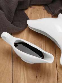 1pc 5oz Ceramic White Sauce Boat With Handle, Gravy Boat, Honey Cup, Coffee & Milk Pot - White - View 8