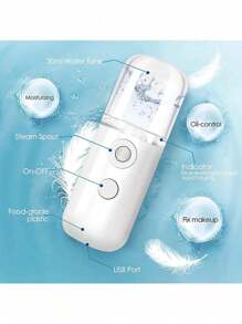 1pc Nano Facial Mister Handy Nano Mist Sprayer 30ml Visual Water Tank Portable Face Steamer Mini USB Nano Mister For Lash Extensions, Skin Care, Makeup (White, Blue, Pink)