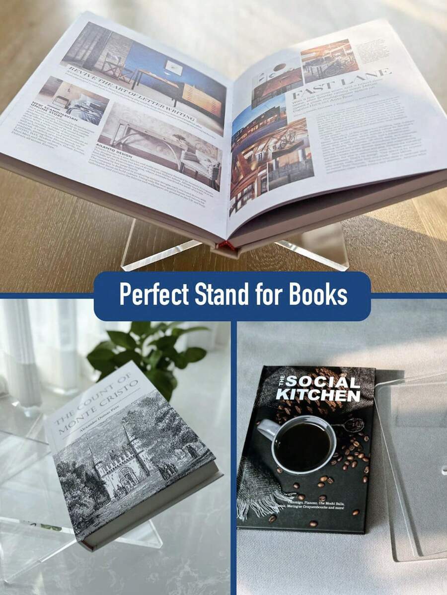 Acrylic Reading Bookshelf, Book Display Stand, Reading Tray Holder - White - View 1