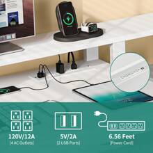 65Inch L Shaped Desk With Power Outlets And Monitor Stand , Computer Desk With LED Lights &File Cabinet, Corner Desk With 3 Drawers & 4 Open Storage Shelves, Modern Home Office Desk - trắng - Xem 5