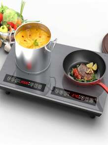 Induction Cooktop 110v,4000W 24 Inch Electric Cooktop With 2 Burners,LED Touch Screen, Overheat Protection Function,9 Temperature And Power Levels,Safety Lock,Portable Induction Cooktop - Grey - View 3