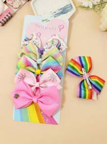 6pcs Girls' Digital Print Multicolor Hair Clips, Different Sizes - Multicolor - View 3