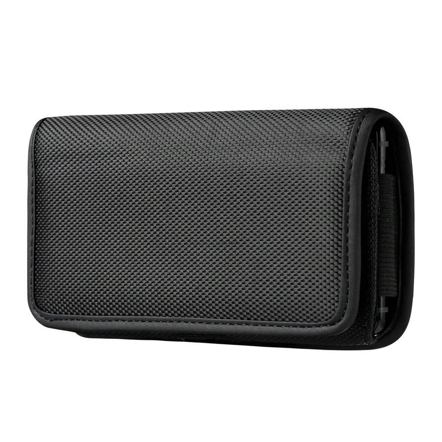 1pc Cell Phone Pouch Nylon Belt Bag Card Case, Simple Black Waist Bag Fanny Bag, Mobile Phone Holder, Card License Money Holder Lightweight Waterproof Lightweight Waterproof For Travel Vacation Casual Solid Color Men Accessories Men Gifts - Black - View 1