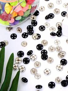 100 Sets Sew-On Snap Buttons Metal Snap Fastener Buttons Press Button For Sewing Clothing, Black And Silvery, 10 Mm - Multicolor - View 2