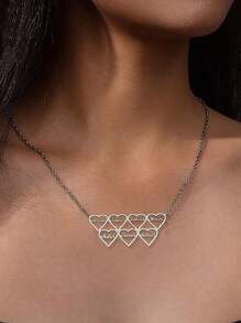 1 pieza Collar personalizado con corazón con nombre de familia, se puede personalizar con 1-10 corazones con nombres de miembros de la familia, adecuado como regalo para el Día de la Madre, San Valentín, Graduación, Día de la Familia, Boda para mamá, novia, hermana, amiga - Plateado - Ver 8