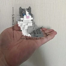 1 件微型 DIY 积木宠物猫模型，适合 6 岁及以上儿童，桌面装饰，精美礼物房间装饰，猫咪微型，三色猫，微型猫