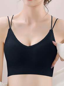 Comfortable Cross Back Top One Size | Blouse With Crossed Strap, Open Back - Black - View 1