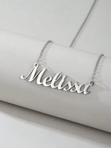 1 Peça Pingente Colar De Aço Inoxidável Dourado E Prateado Com Letra Em Inglês, Colar Fashion Simples E Versátil Para Homens E Mulheres(no Máximo 1 Nome Em Inglês)