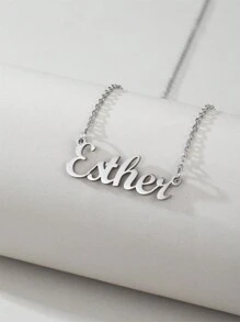 1 Peça Pingente Colar De Aço Inoxidável Dourado E Prateado Com Letra Em Inglês, Colar Fashion Simples E Versátil Para Homens E Mulheres(no Máximo 1 Nome Em Inglês)