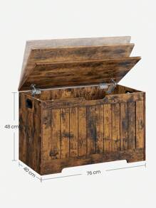 VASAGLE Storage Chest, Storage Bench With 2 Hinges, Shoe Storage Bench, Rustic Style, 40 X 76 X 48 Cm, For Hallway, Bedroom, Living Room, Rustic Brown - Chocolate Brown - View 6