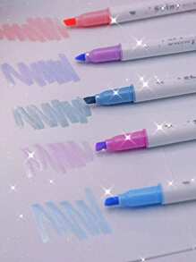 15pcs/Box Sparkle Glitter Highlighters Art Shimmer Marker Pens For Journaling, Painting, Scrapbooking & School Supplies Back To School