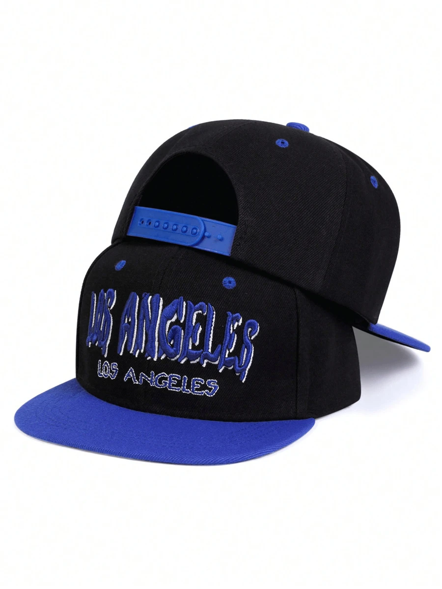 1 pièce Chapeau de baseball brodé de lettres de Los Angeles à la mode pour homme, casquette snapback réglable pour le soleil en extérieur, voyage, vacances à la plage au printemps et en automne dans la rue - Bleu azur - Voir 1
