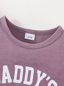 Young Girls' Summer Letter Printed Short Sleeve T-Shirt With Pocket And Shorts 2pcs Outfits