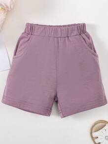 Young Girls' Summer Letter Printed Short Sleeve T-Shirt With Pocket And Shorts 2pcs Outfits