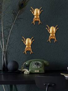 1pc Creative Golden Insect Wall Decoration, Resin Dung Beetle Style Home Decor Craft For Insect Lovers, Great For Family Parties & Insect Exhibits - Gold - View 5