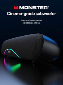 Monster G08無線電腦音箱系統桌面雙重低音炮高清音質led效果usb有線迷你長可攜式音箱適用於筆記本電腦 - 黑色 - 查看 2