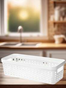 Kit 3 Caixas Organizadora Rattan s/ Tampa Tramado 3,6 Litros Casa Escritório Cozinha Armário Gaveta Geladeira Armazenamento de Cosméticos Porta Joias Resistente Premium