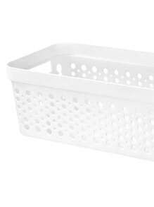 Kit 3 Caixas Organizadora Rattan s/ Tampa Tramado 3,6 Litros Casa Escritório Cozinha Armário Gaveta Geladeira Armazenamento de Cosméticos Porta Joias Resistente Premium