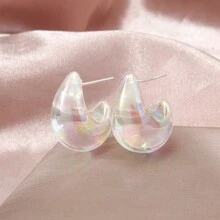 1pair Shining Sweet & Minimalistic Transparent Dopamine Drop Earrings Suitable For Girls' Daily Wear - Water Drop Earrings - View 9
