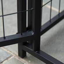 Pawhut Perrera de Exterior con Techo 120x120x138 cm Jaula para Perros Parque para Mascotas con Malla de Metal y Puerta con Cerradura para Jardín Patio Plata - Negro - Ver 6