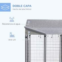 Pawhut Perrera de Exterior con Techo 120x120x138 cm Jaula para Perros Parque para Mascotas con Malla de Metal y Puerta con Cerradura para Jardín Patio Plata - Negro - Ver 4