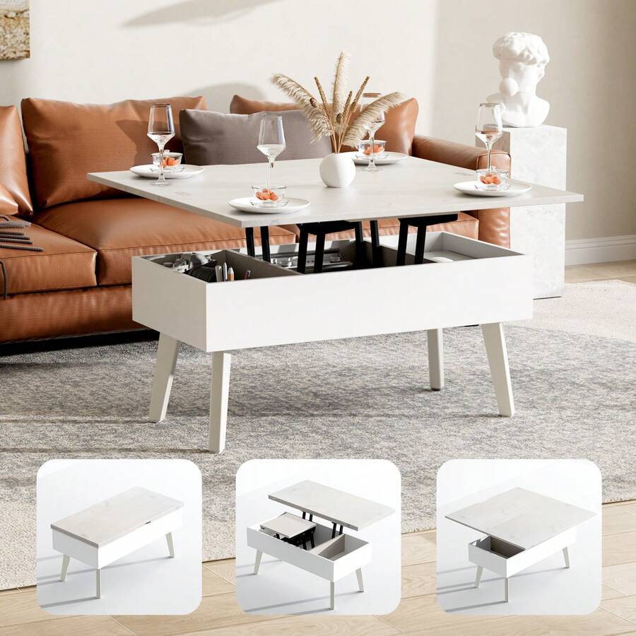 Bidiso 3 In 1 Lift Top Coffee Table, Ten Minutes Install Multifunction
