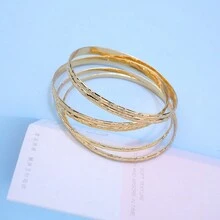 1 Miếng Dây chuyền thắt lưng Với 6 cái Nhẫn Vòng tay Bộ trang sức , Phong cách Dây đeo bụng Cô dâu Kim loại Dây thắt lưng , Ả Rập Lễ cưới Đồ trang sức Tay áo Vòng tay , Cô dâu Qủa tặng - Vàng - Xem 3