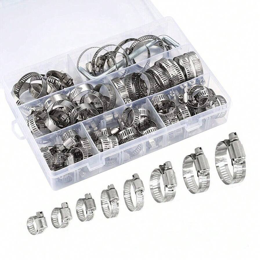 101-Piece Stainless Steel Hose Clamp Kit, No Driver Kit - Silver - View 1