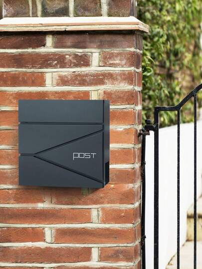 SONGMICS Wall Mounted Post Box With Newspaper Holder, Keys, Easy To Install, Modern Design, Charcoal Grey