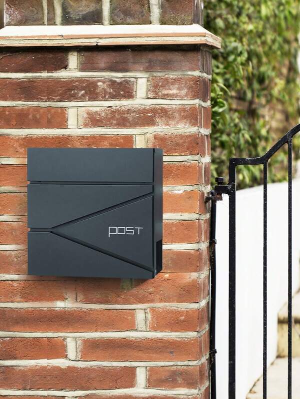 SONGMICS Wall Mounted Post Box With Newspaper Holder, Keys, Easy To Install, Modern Design, Charcoal Grey