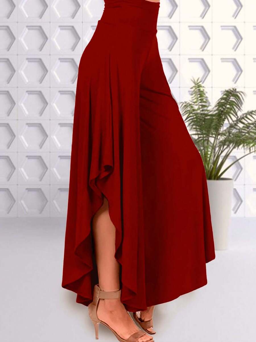 Falda Pantalon Larga Para Dama Ancho - Rojo violeta - Ver 1