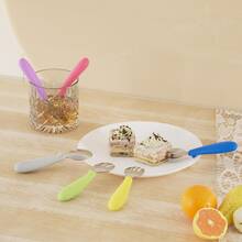 2pcs Stainless Steel And Silicone Spoon And Fork Set, Great Eating Helper For Babies - Red - View 5