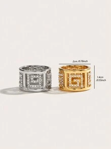 1pc 18K Gold Plated Gorgeous Style Stainless Steel Cubic Zirconia Ring Ladies Jewelry Wedding Party Dating Gift - G Type Ring - View 7